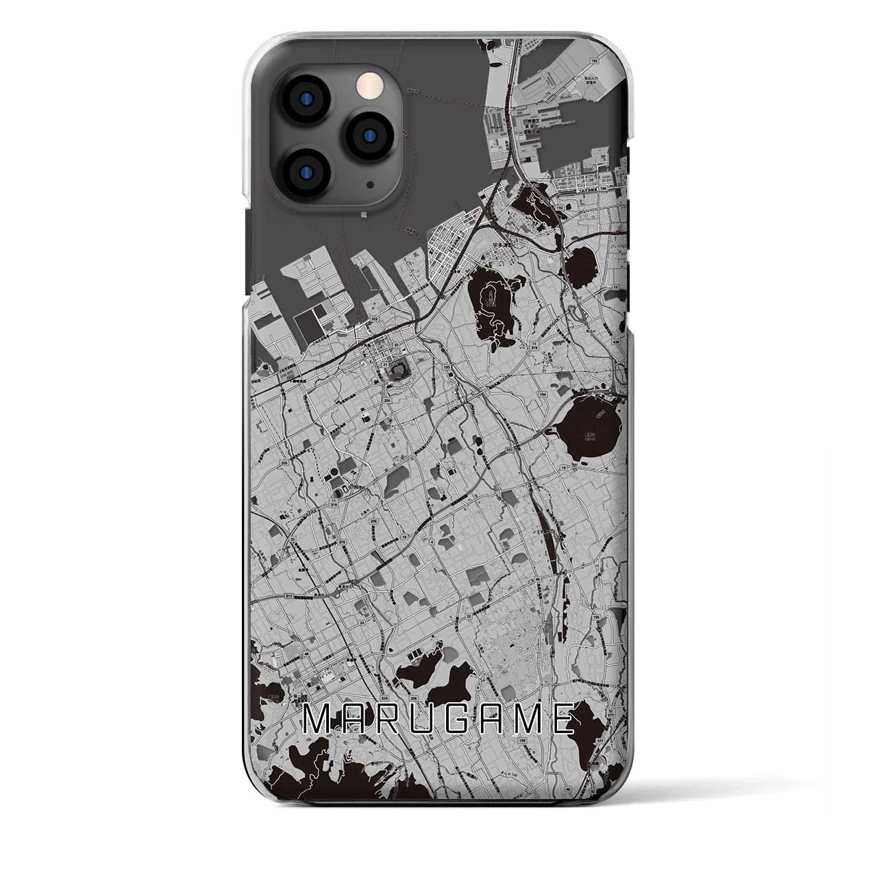 【丸亀】地図柄iPhoneケース（クリアタイプ・モノトーン）iPhone 11 Pro Max 用