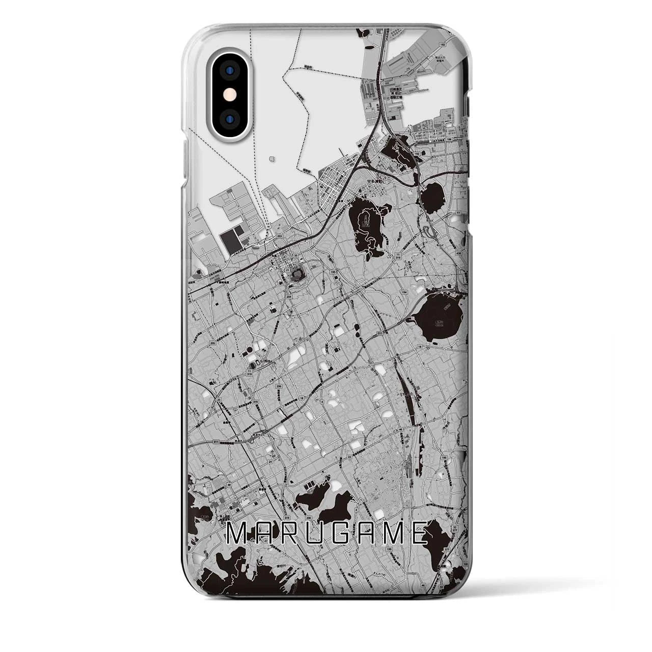 【丸亀】地図柄iPhoneケース（クリアタイプ・モノトーン）iPhone XS Max 用