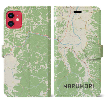 【丸森（宮城県）】地図柄iPhoneケース（手帳タイプ）ナチュラル・iPhone 11 用