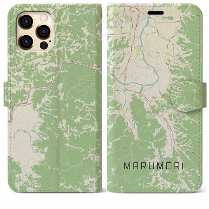 【丸森（宮城県）】地図柄iPhoneケース（手帳タイプ）ナチュラル・iPhone 12 Pro Max 用