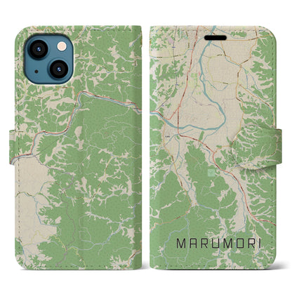 【丸森（宮城県）】地図柄iPhoneケース（手帳タイプ）ナチュラル・iPhone 13 用