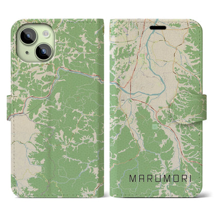 【丸森（宮城県）】地図柄iPhoneケース（手帳タイプ）ナチュラル・iPhone 15 用