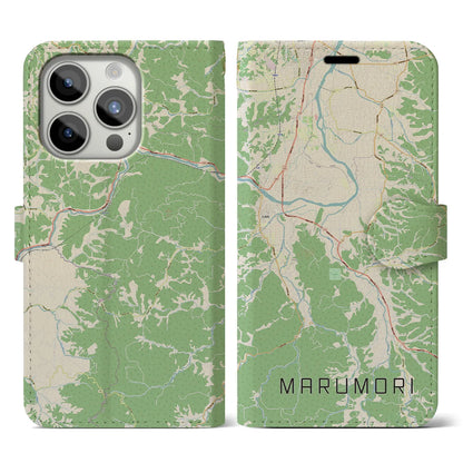 【丸森（宮城県）】地図柄iPhoneケース（手帳タイプ）ナチュラル・iPhone 15 Pro 用