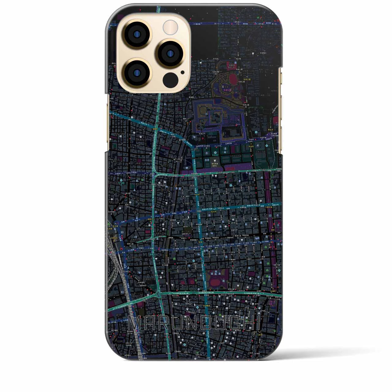 【丸の内】地図柄iPhoneケース（バックカバータイプ・ブラック）iPhone 12 Pro Max 用