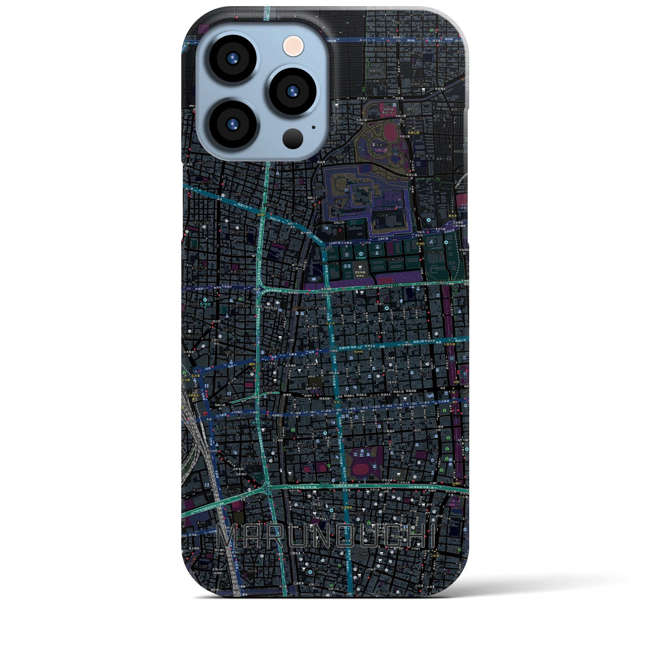 【丸の内】地図柄iPhoneケース（バックカバータイプ・ブラック）iPhone 13 Pro Max 用