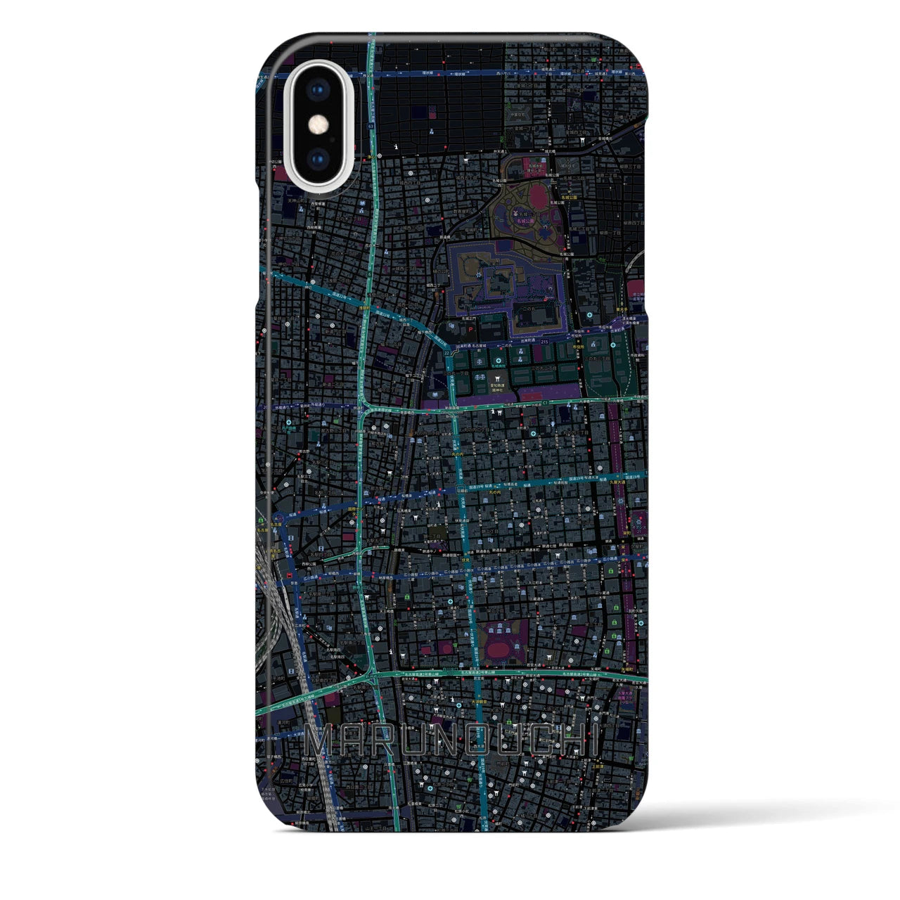 【丸の内】地図柄iPhoneケース（バックカバータイプ・ブラック）iPhone XS Max 用