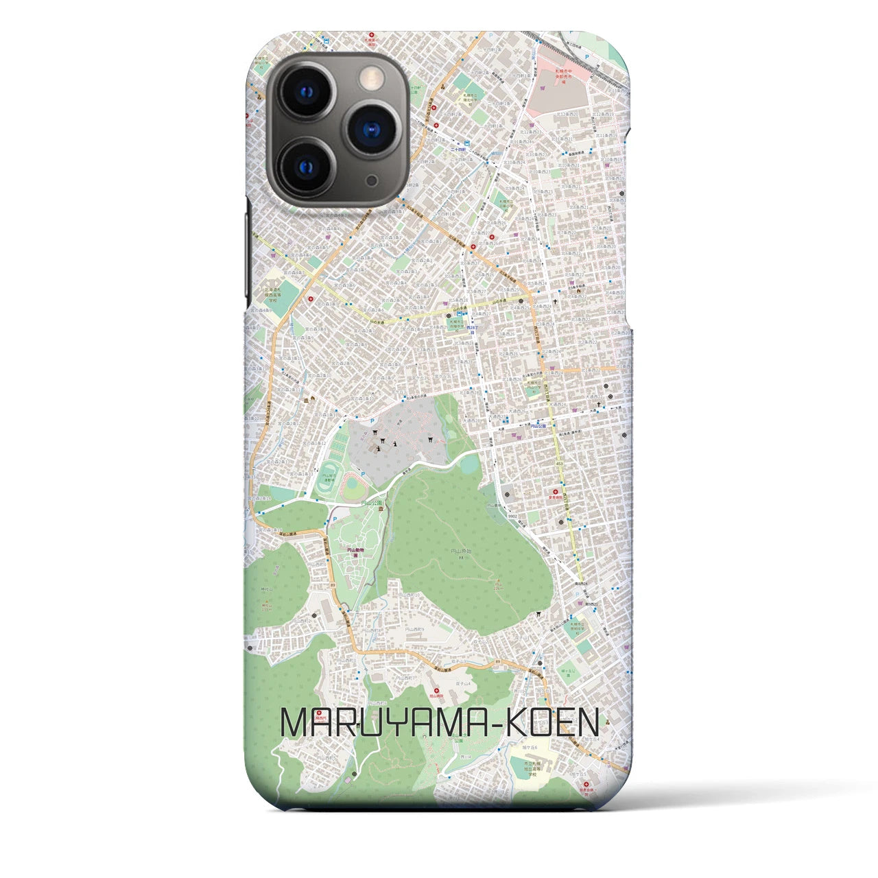 【円山公園】地図柄iPhoneケース（バックカバータイプ・ナチュラル）iPhone 11 Pro Max 用
