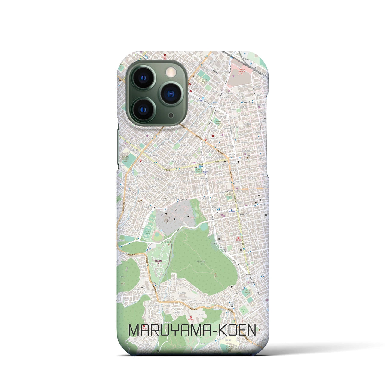 【円山公園】地図柄iPhoneケース（バックカバータイプ・ナチュラル）iPhone 11 Pro 用