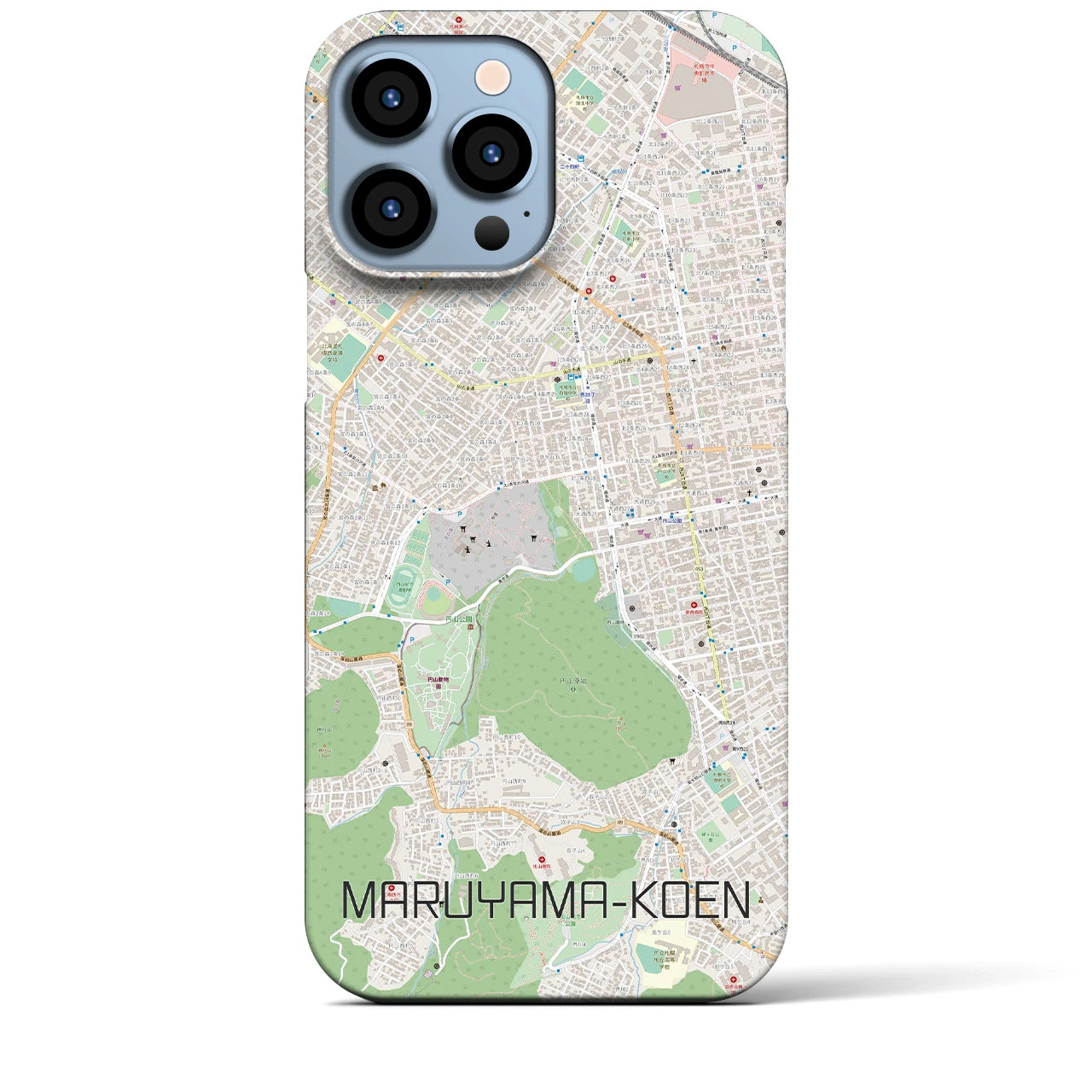 【円山公園】地図柄iPhoneケース（バックカバータイプ・ナチュラル）iPhone 13 Pro Max 用
