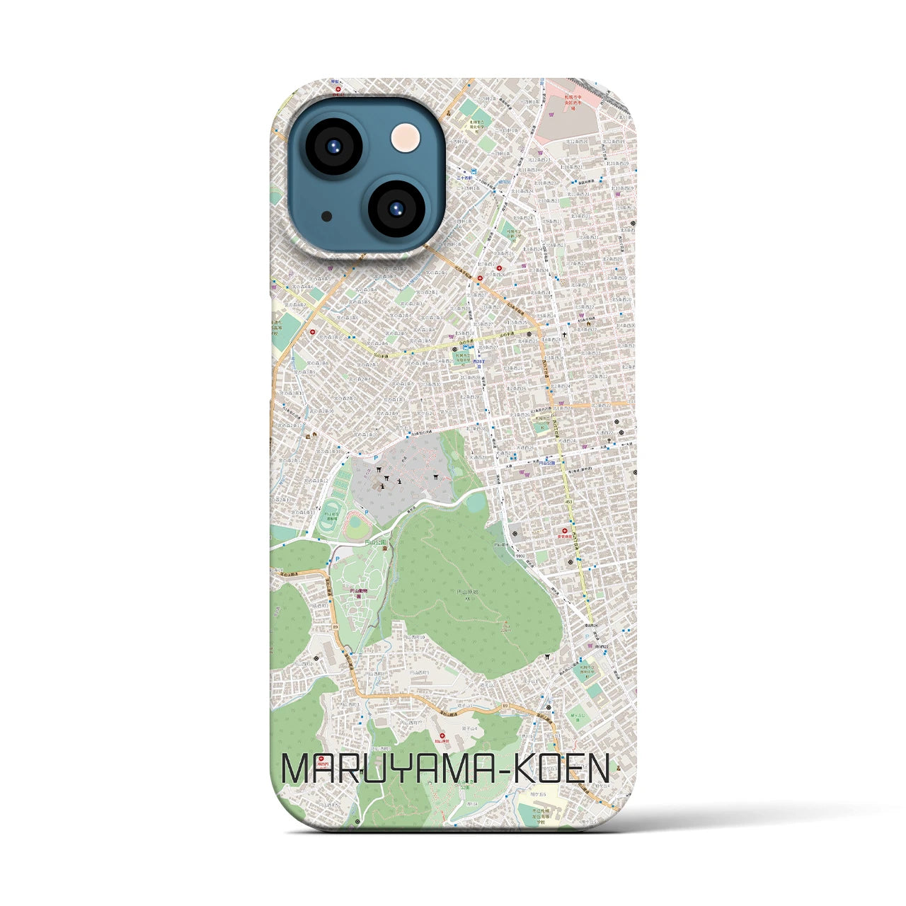 【円山公園】地図柄iPhoneケース（バックカバータイプ・ナチュラル）iPhone 13 用
