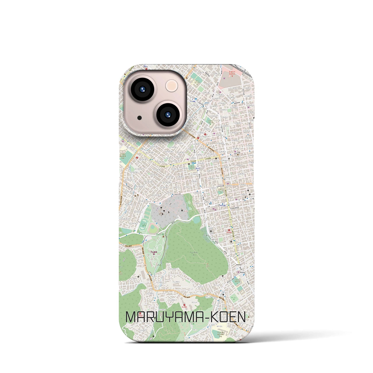 【円山公園】地図柄iPhoneケース（バックカバータイプ・ナチュラル）iPhone 13 mini 用