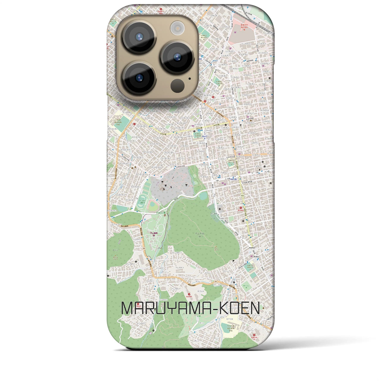 【円山公園】地図柄iPhoneケース（バックカバータイプ・ナチュラル）iPhone 14 Pro Max 用