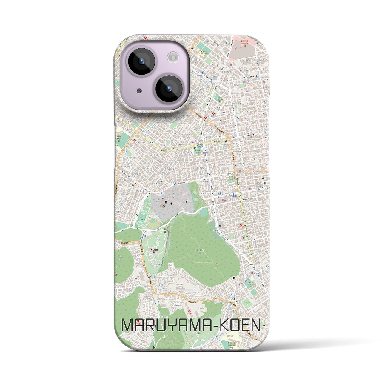 【円山公園】地図柄iPhoneケース（バックカバータイプ・ナチュラル）iPhone 14 用