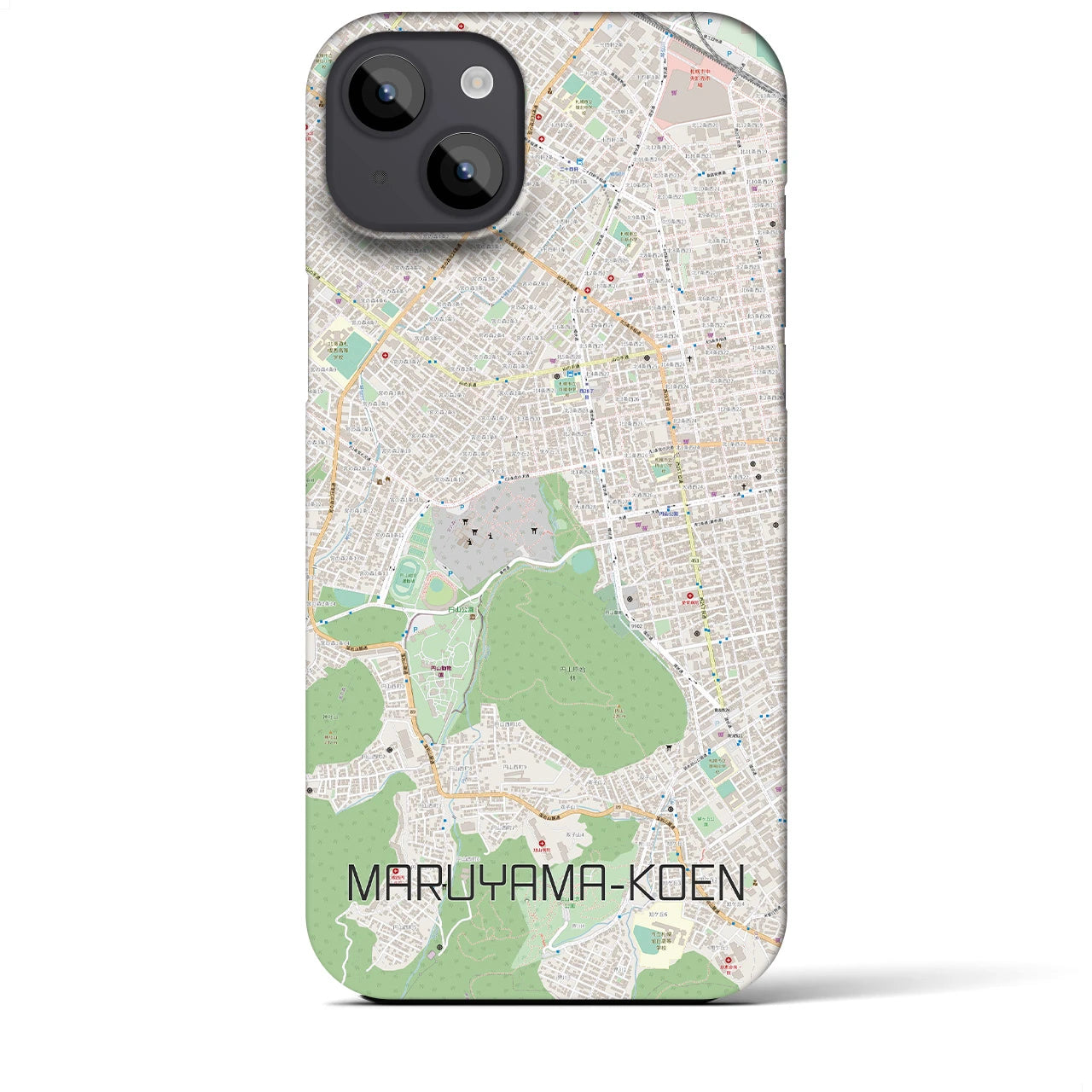【円山公園】地図柄iPhoneケース（バックカバータイプ・ナチュラル）iPhone 14 Plus 用