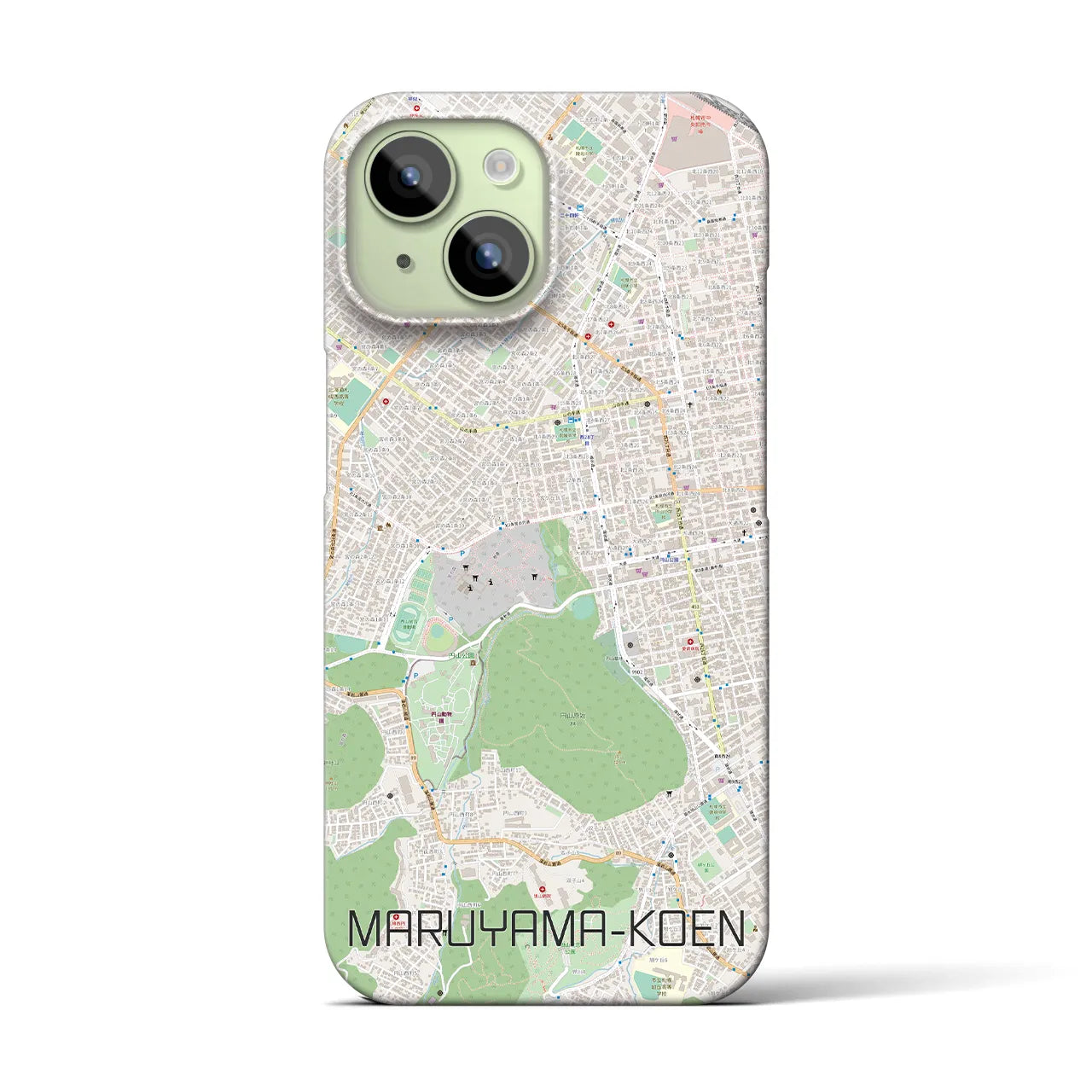 【円山公園】地図柄iPhoneケース（バックカバータイプ・ナチュラル）iPhone 15 用