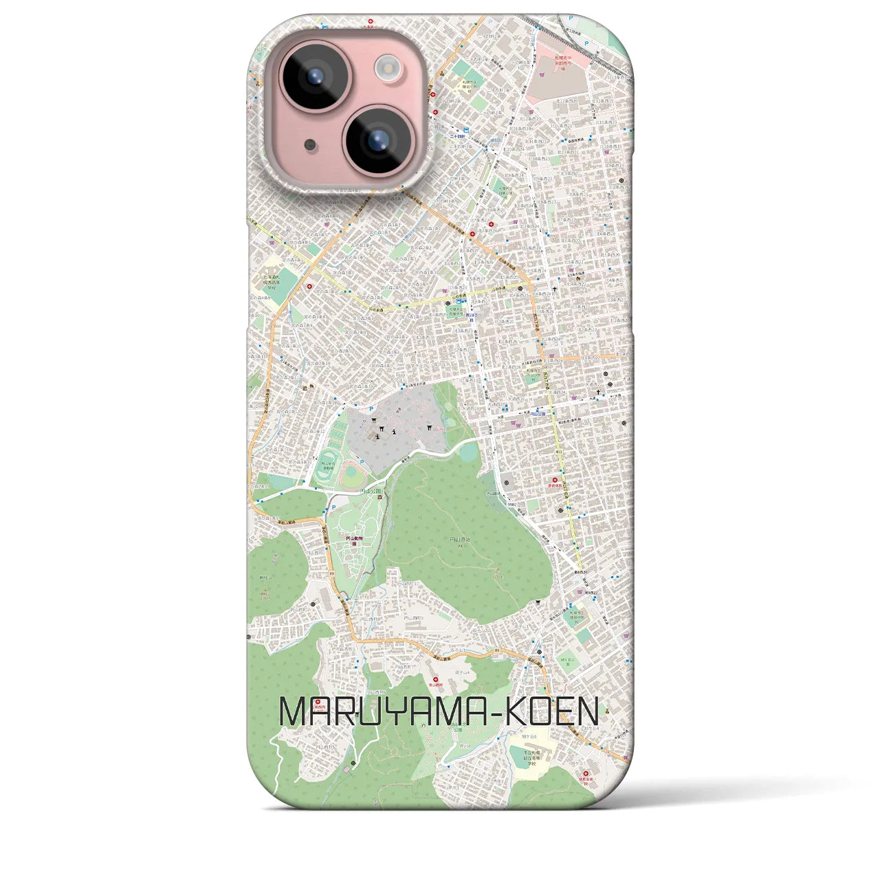 【円山公園】地図柄iPhoneケース（バックカバータイプ・ナチュラル）iPhone 15 Plus 用