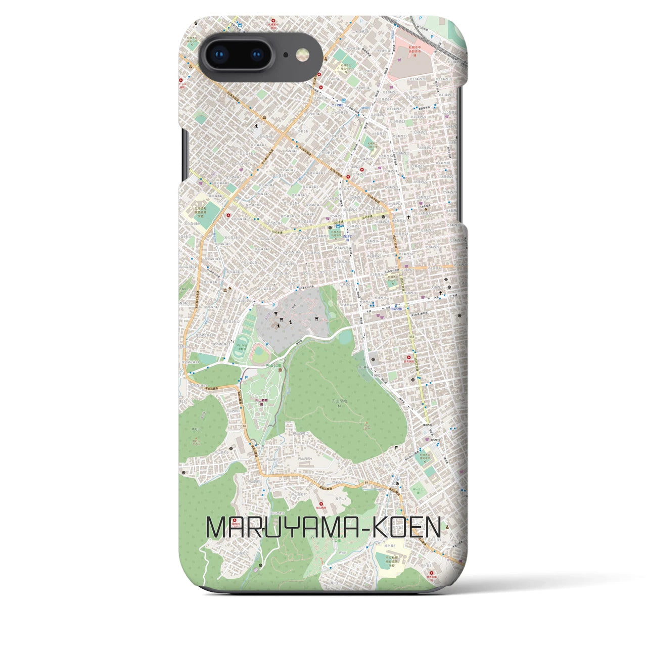 【円山公園】地図柄iPhoneケース（バックカバータイプ・ナチュラル）iPhone 8Plus /7Plus / 6sPlus / 6Plus 用