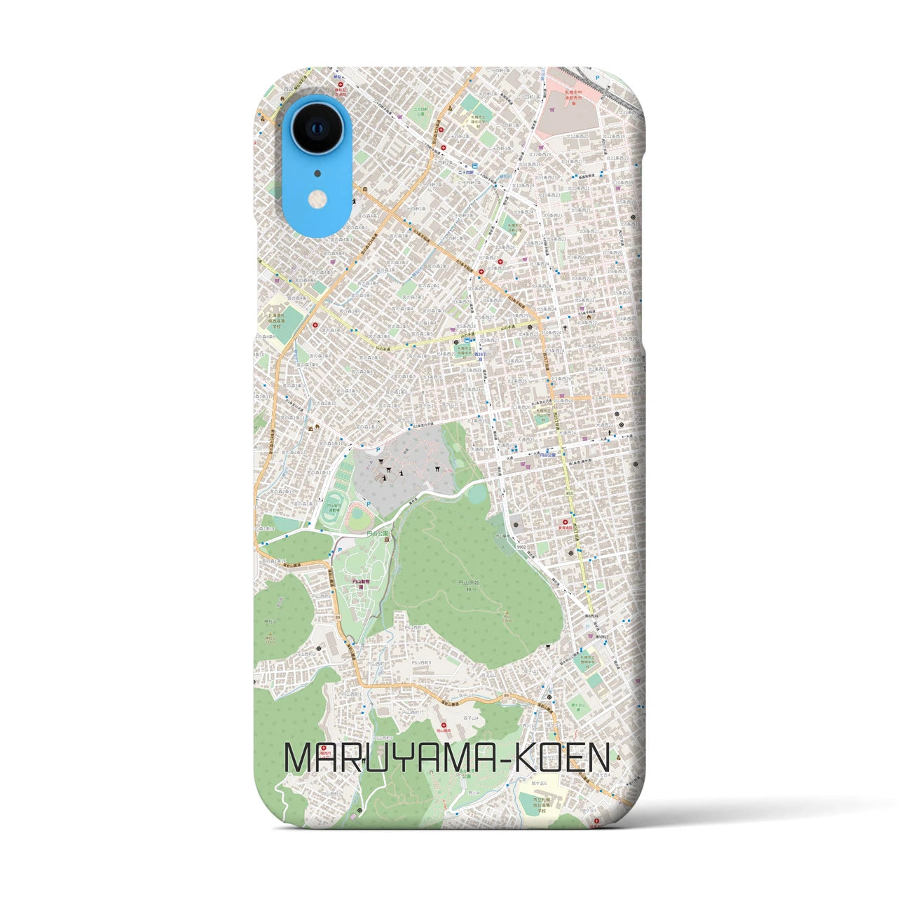 【円山公園】地図柄iPhoneケース（バックカバータイプ・ナチュラル）iPhone XR 用