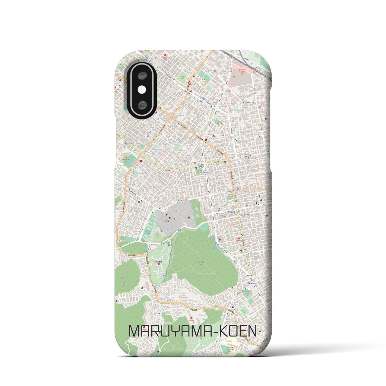 【円山公園】地図柄iPhoneケース（バックカバータイプ・ナチュラル）iPhone XS / X 用