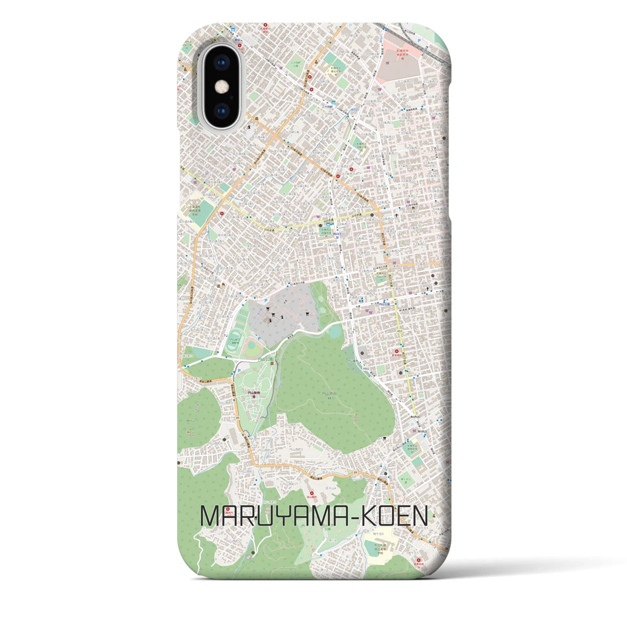 【円山公園】地図柄iPhoneケース（バックカバータイプ・ナチュラル）iPhone XS Max 用