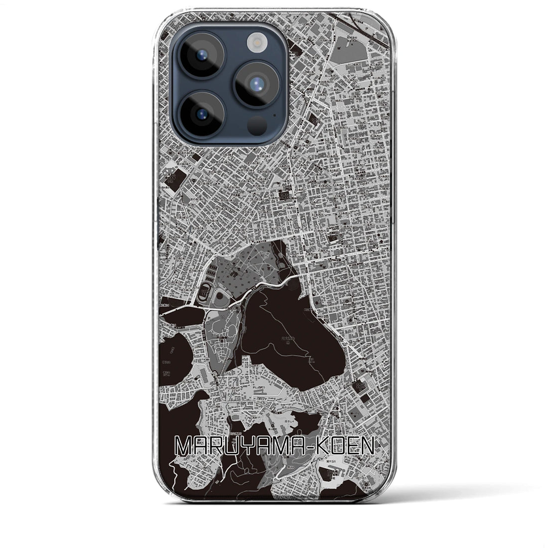 【円山公園】地図柄iPhoneケース（クリアタイプ・モノトーン）iPhone 15 Pro Max 用