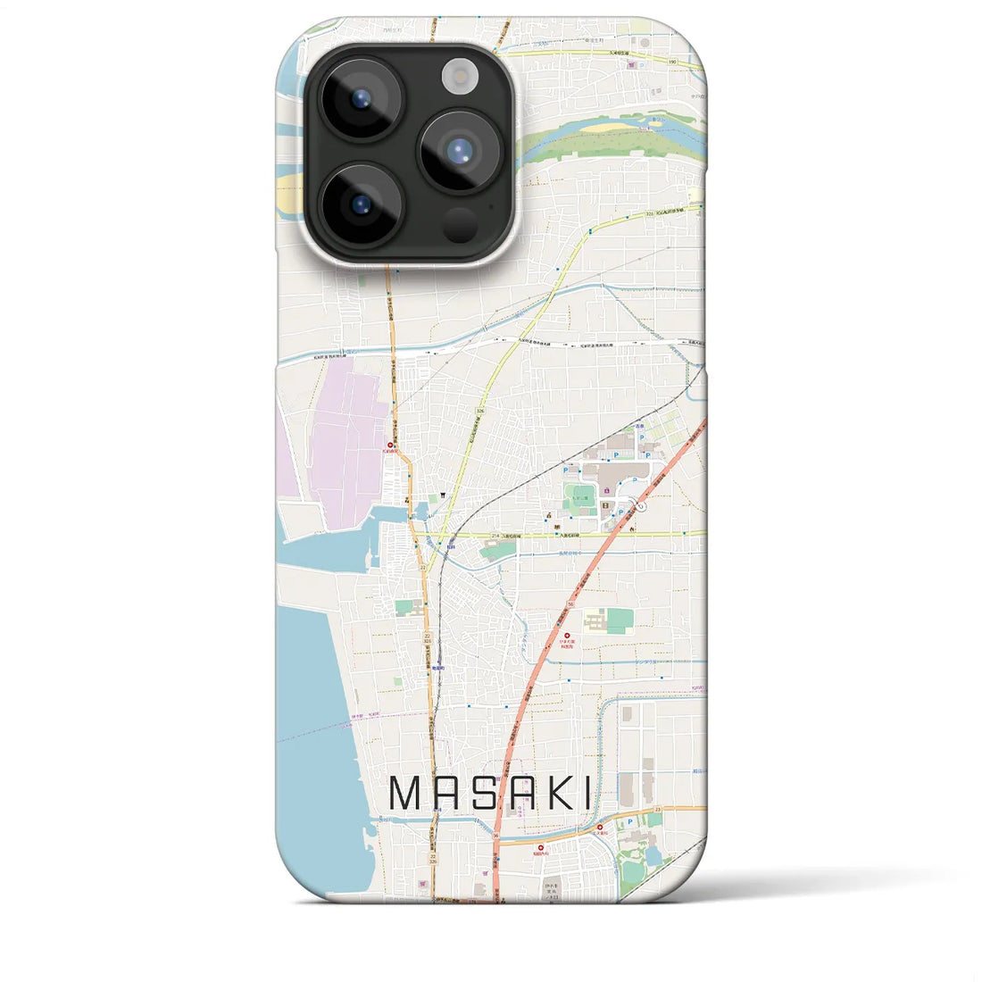 【松前】地図柄iPhoneケース（バックカバータイプ・ナチュラル）iPhone 15 Pro Max 用