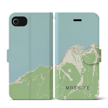 【増毛（北海道）】地図柄iPhoneケース（手帳タイプ）ナチュラル・iPhone SE（第3 / 第2世代） / 8 / 7 / 6s / 6 用