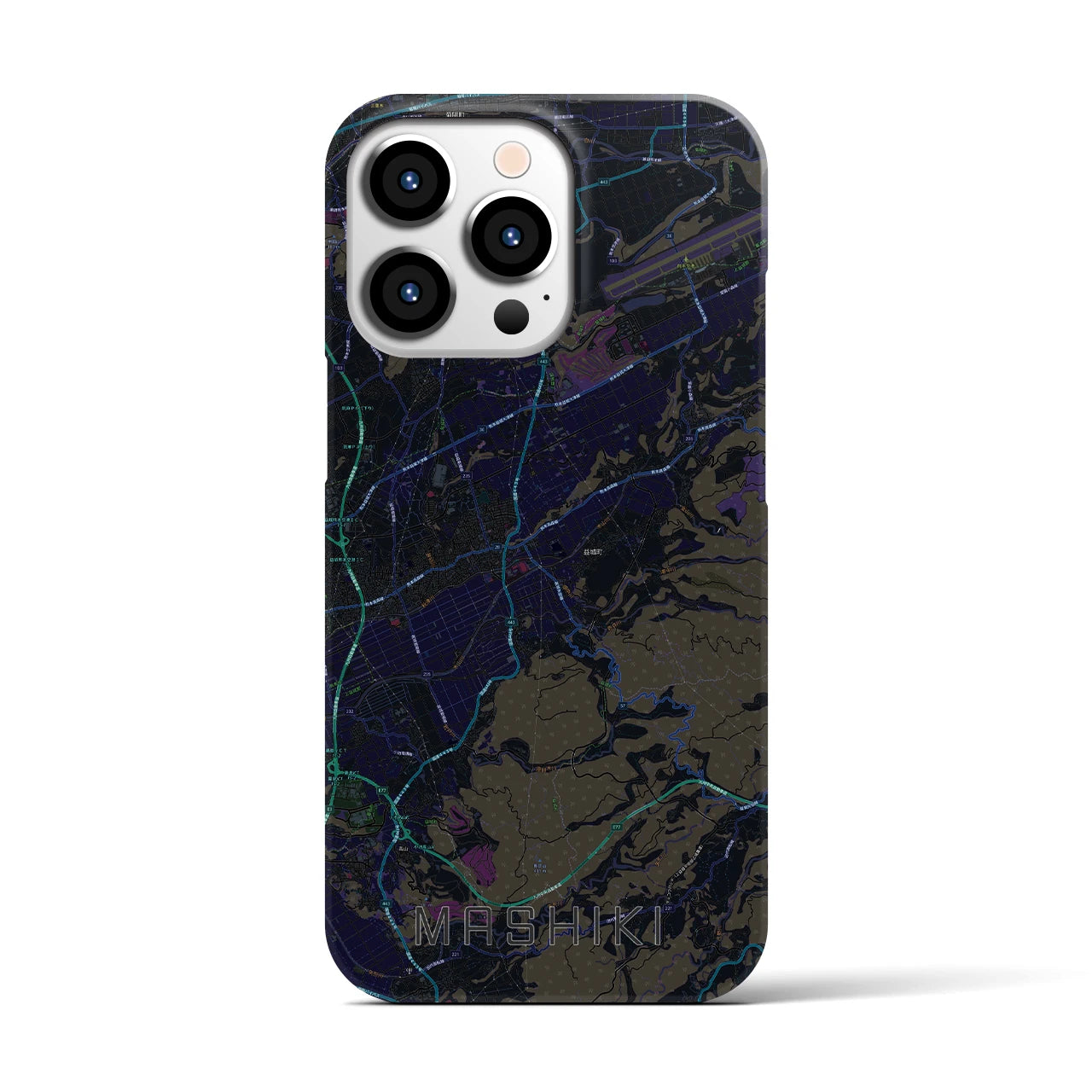 【益城】地図柄iPhoneケース（バックカバータイプ・ブラック）iPhone 13 Pro 用