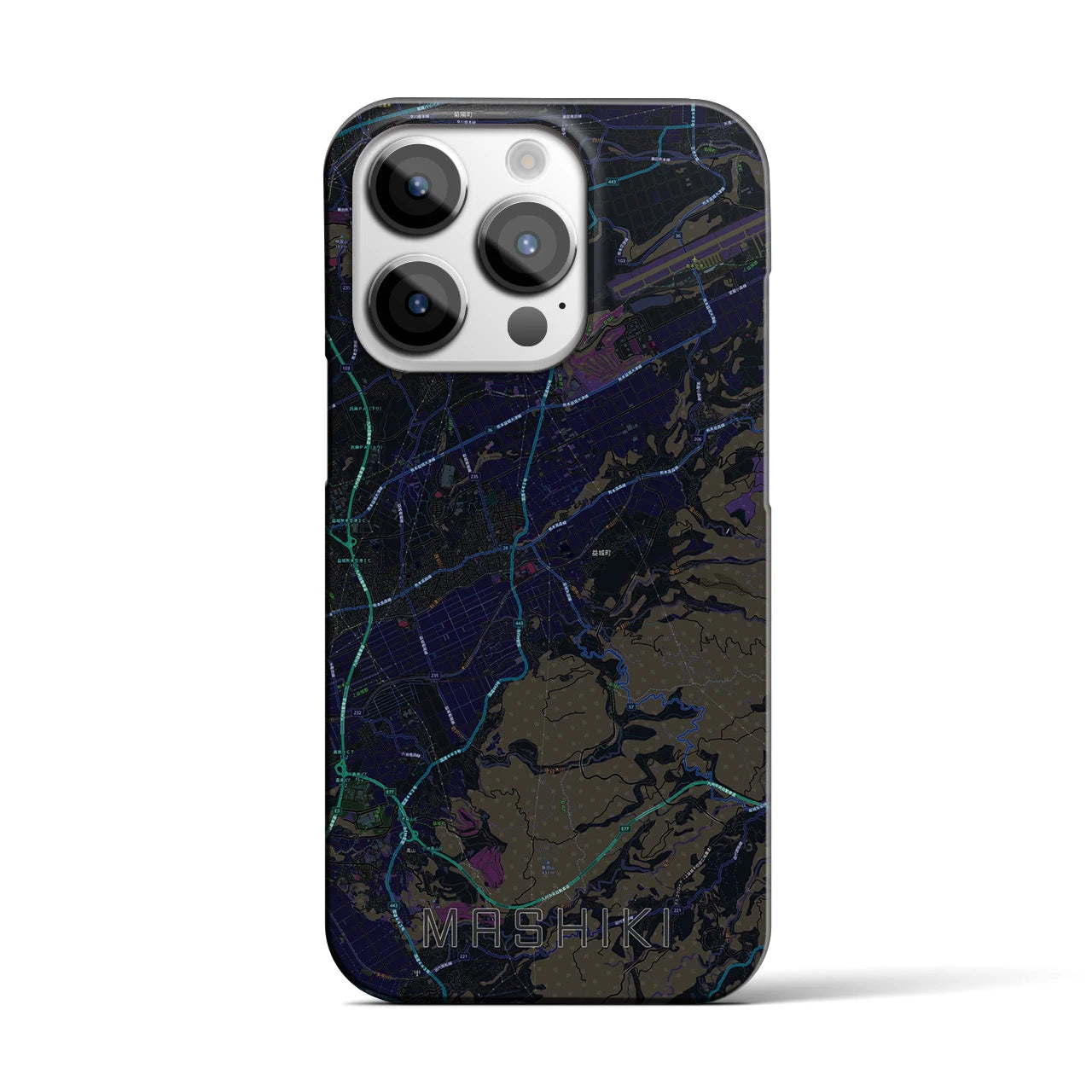 【益城】地図柄iPhoneケース（バックカバータイプ・ブラック）iPhone 14 Pro 用