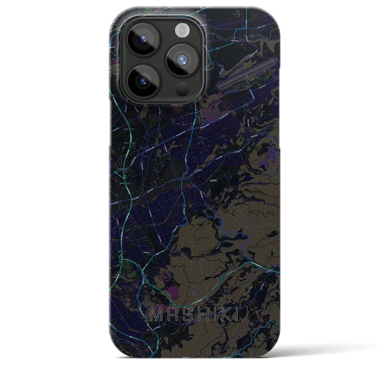 【益城】地図柄iPhoneケース（バックカバータイプ・ブラック）iPhone 15 Pro Max 用