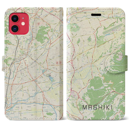 【益城（熊本県）】地図柄iPhoneケース（手帳タイプ）ナチュラル・iPhone 11 用