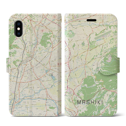 【益城（熊本県）】地図柄iPhoneケース（手帳タイプ）ナチュラル・iPhone XS / X 用