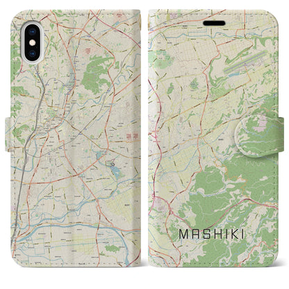 【益城（熊本県）】地図柄iPhoneケース（手帳タイプ）ナチュラル・iPhone XS Max 用