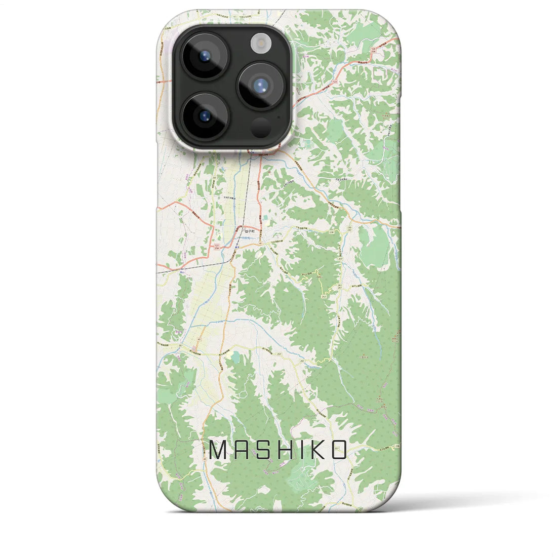 【益子】地図柄iPhoneケース（バックカバータイプ・ナチュラル）iPhone 15 Pro Max 用