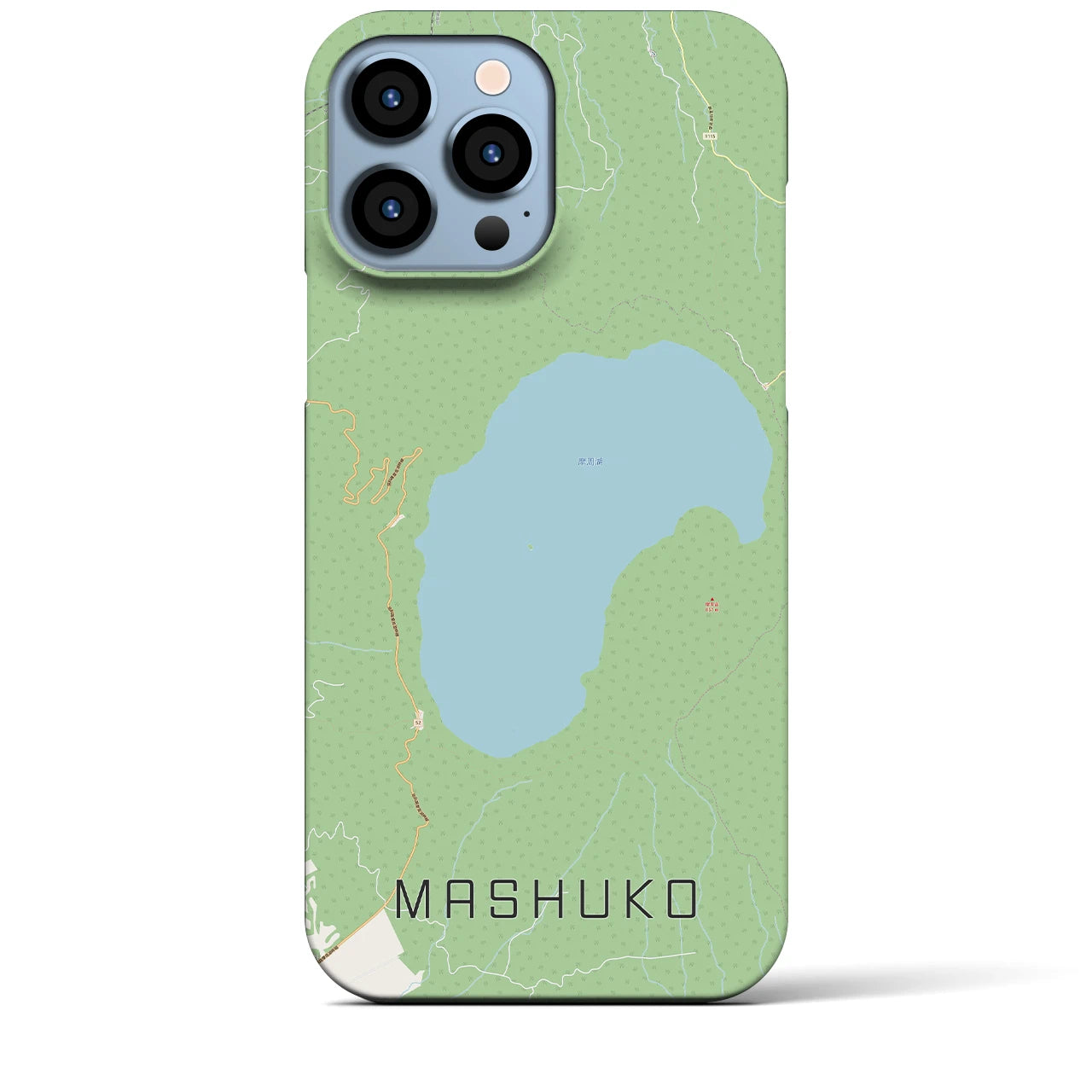 【摩周湖】地図柄iPhoneケース（バックカバータイプ・ナチュラル）iPhone 13 Pro Max 用