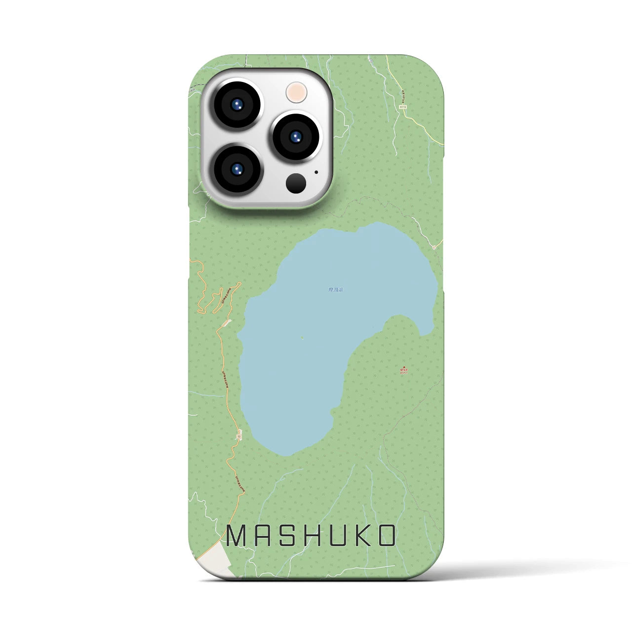 【摩周湖】地図柄iPhoneケース（バックカバータイプ・ナチュラル）iPhone 13 Pro 用