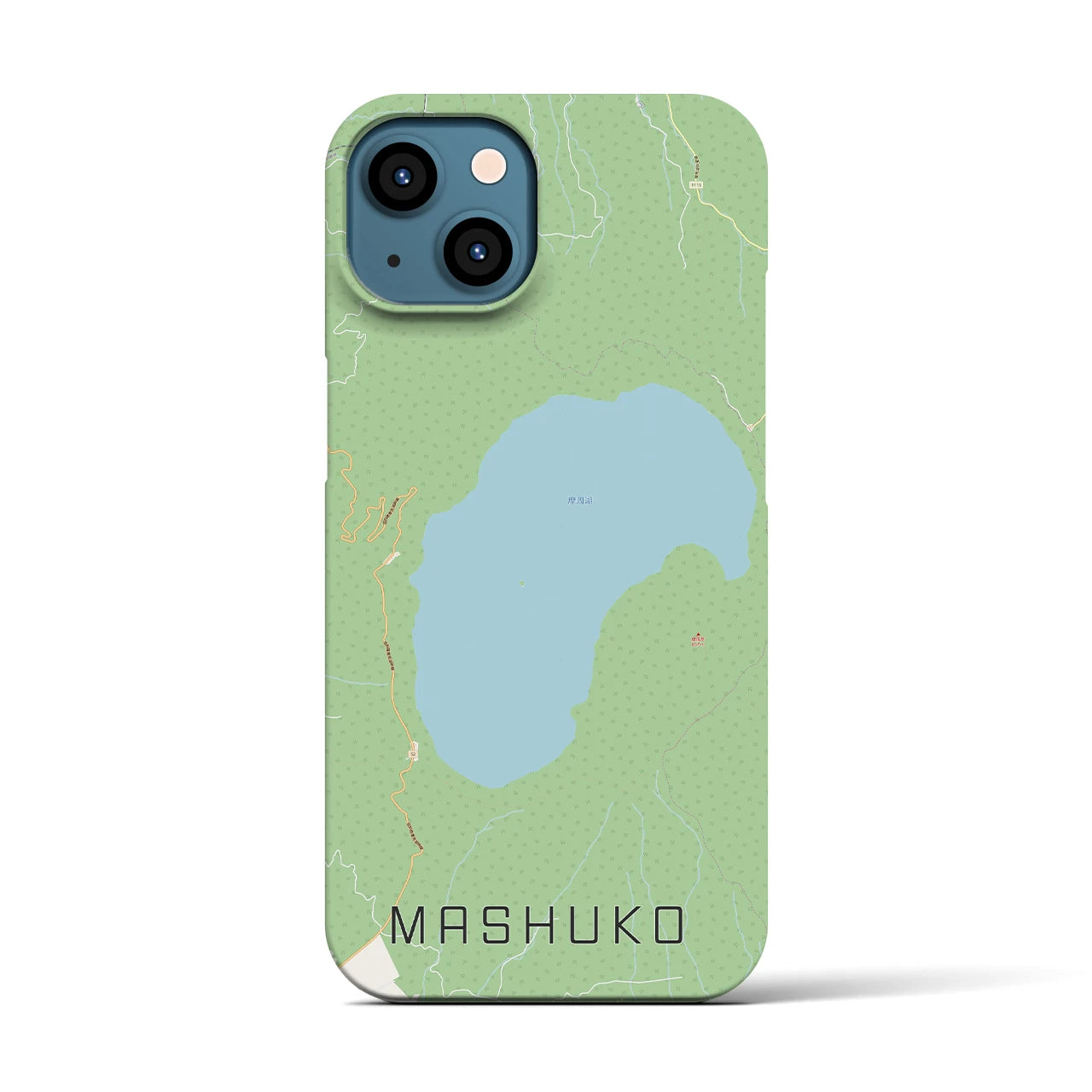 【摩周湖】地図柄iPhoneケース（バックカバータイプ・ナチュラル）iPhone 13 用