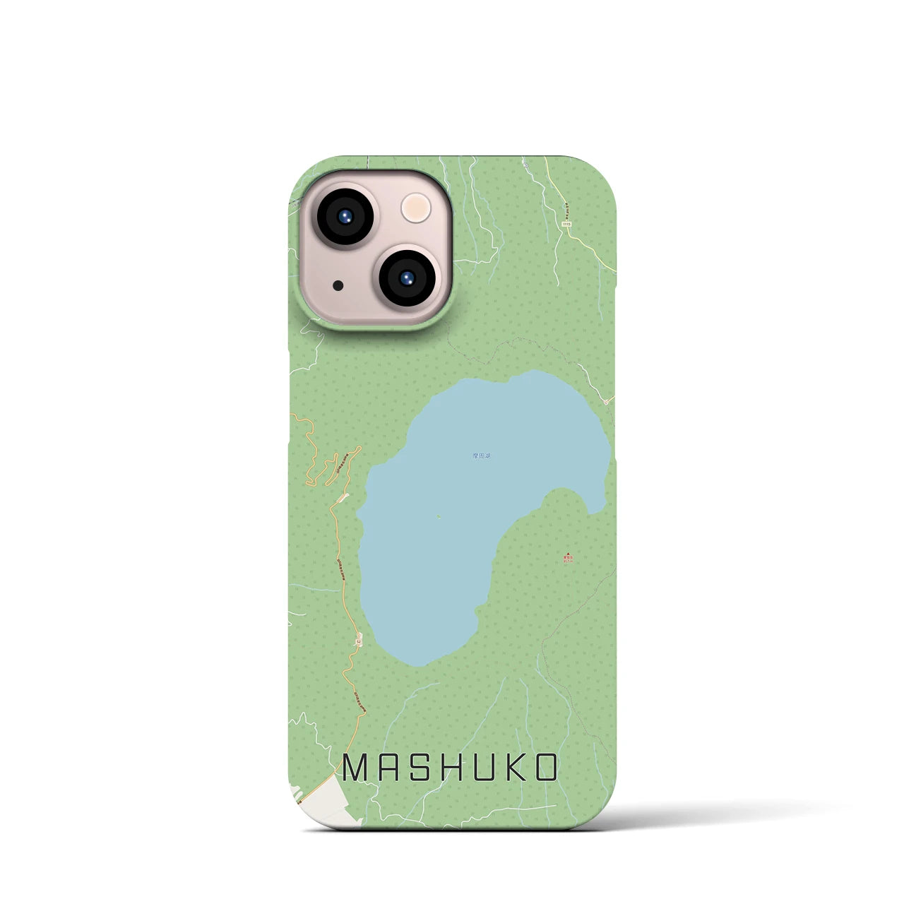 【摩周湖】地図柄iPhoneケース（バックカバータイプ・ナチュラル）iPhone 13 mini 用