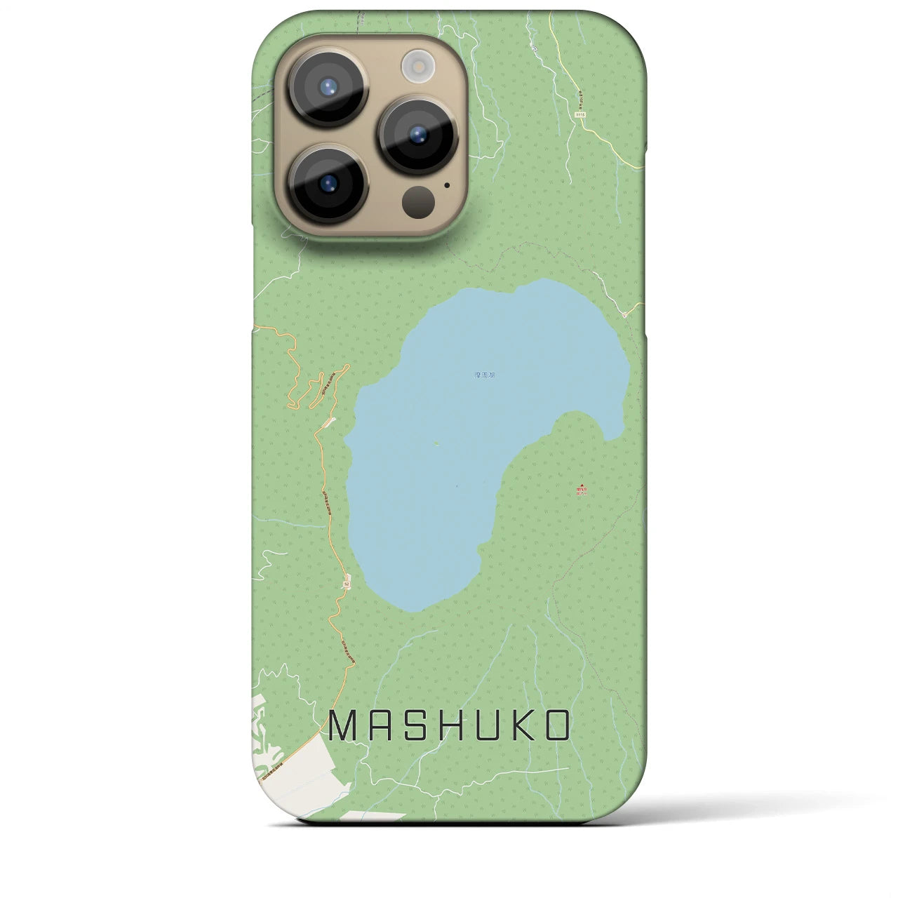 【摩周湖】地図柄iPhoneケース（バックカバータイプ・ナチュラル）iPhone 14 Pro Max 用