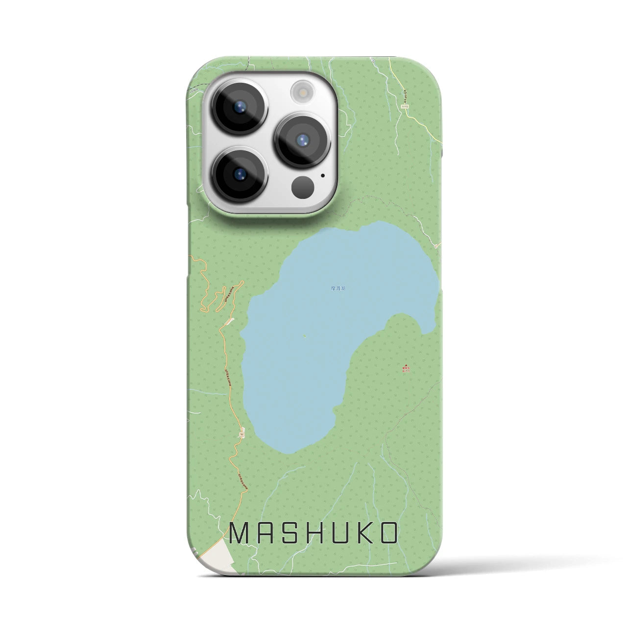 【摩周湖】地図柄iPhoneケース（バックカバータイプ・ナチュラル）iPhone 14 Pro 用