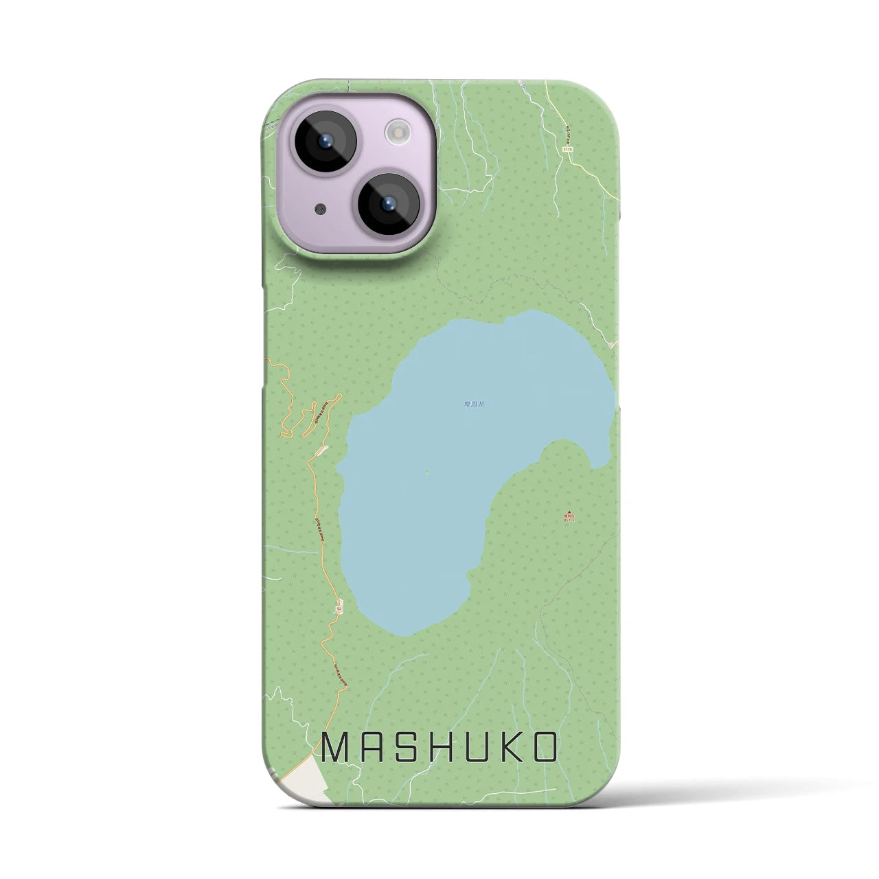 【摩周湖】地図柄iPhoneケース（バックカバータイプ・ナチュラル）iPhone 14 用