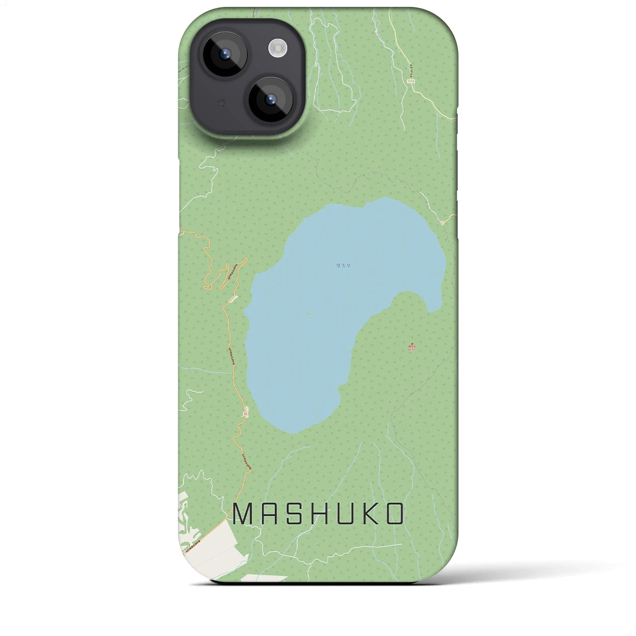 【摩周湖】地図柄iPhoneケース（バックカバータイプ・ナチュラル）iPhone 14 Plus 用