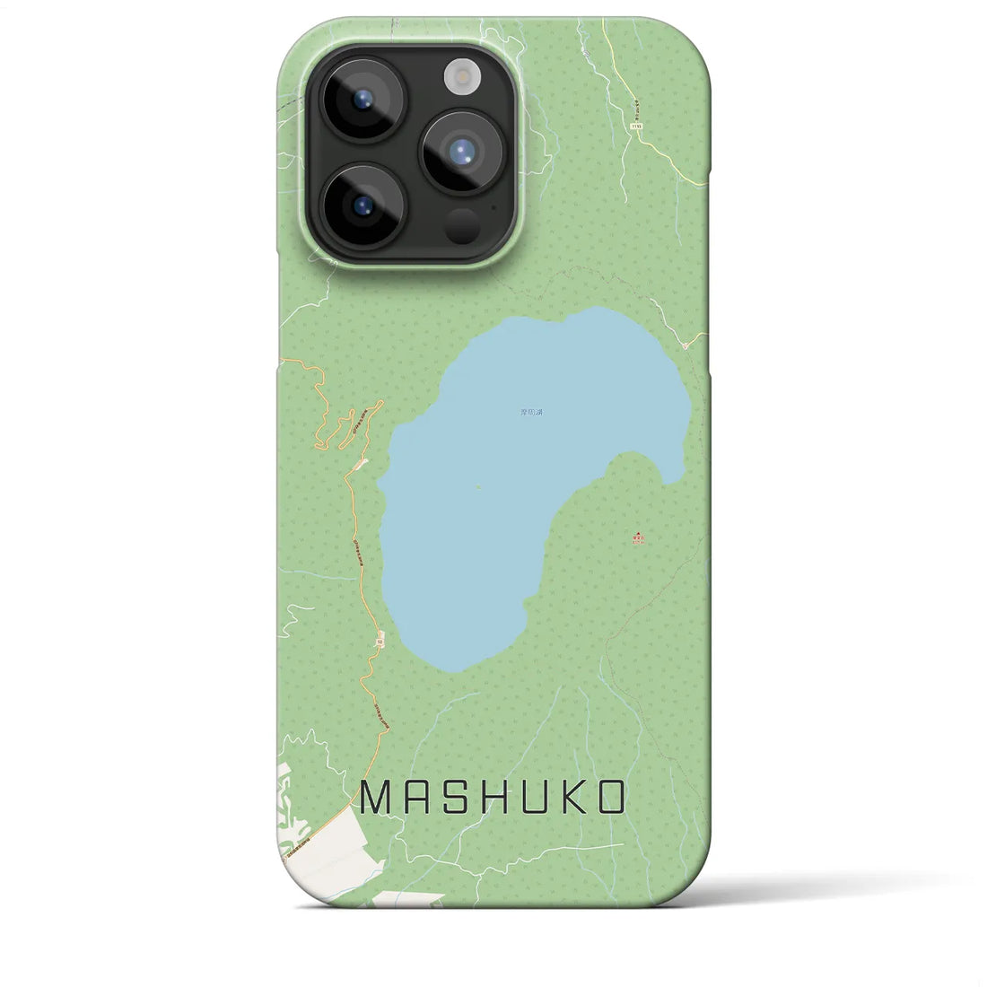 【摩周湖】地図柄iPhoneケース（バックカバータイプ・ナチュラル）iPhone 15 Pro Max 用