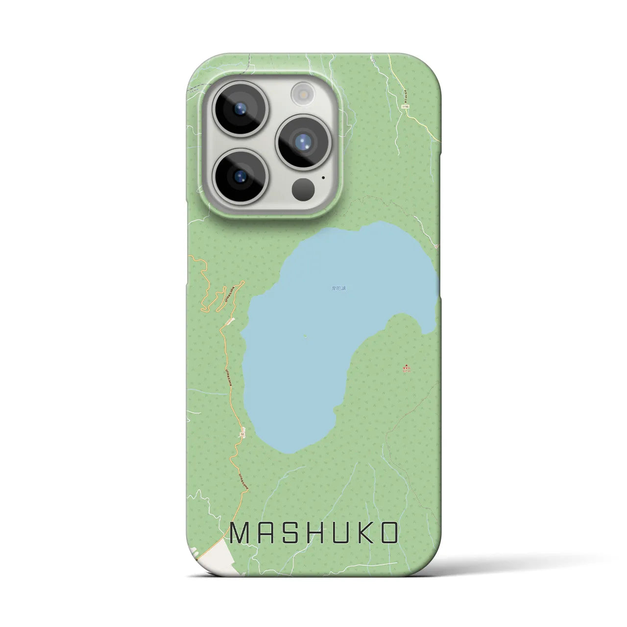 【摩周湖】地図柄iPhoneケース（バックカバータイプ・ナチュラル）iPhone 15 Pro 用
