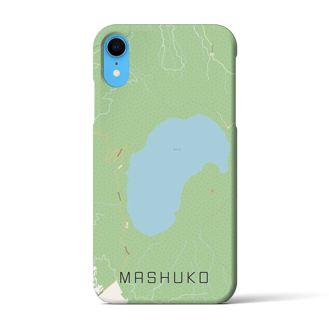 【摩周湖】地図柄iPhoneケース（バックカバータイプ・ナチュラル）iPhone XR 用