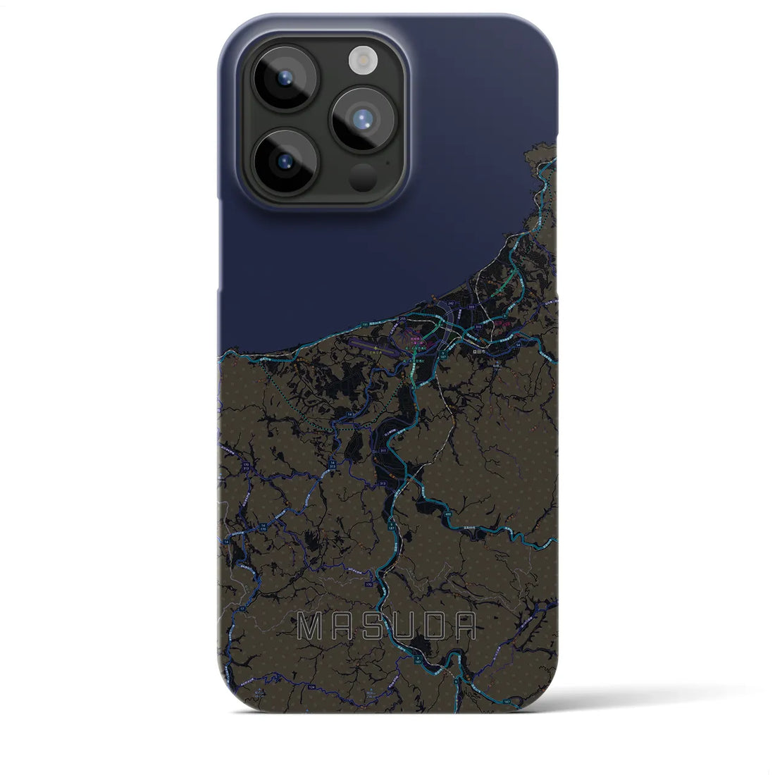 【益田】地図柄iPhoneケース（バックカバータイプ・ブラック）iPhone 15 Pro Max 用