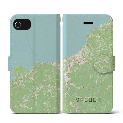 【益田（島根県）】地図柄iPhoneケース（手帳タイプ）ナチュラル・iPhone SE（第3 / 第2世代） / 8 / 7 / 6s / 6 用
