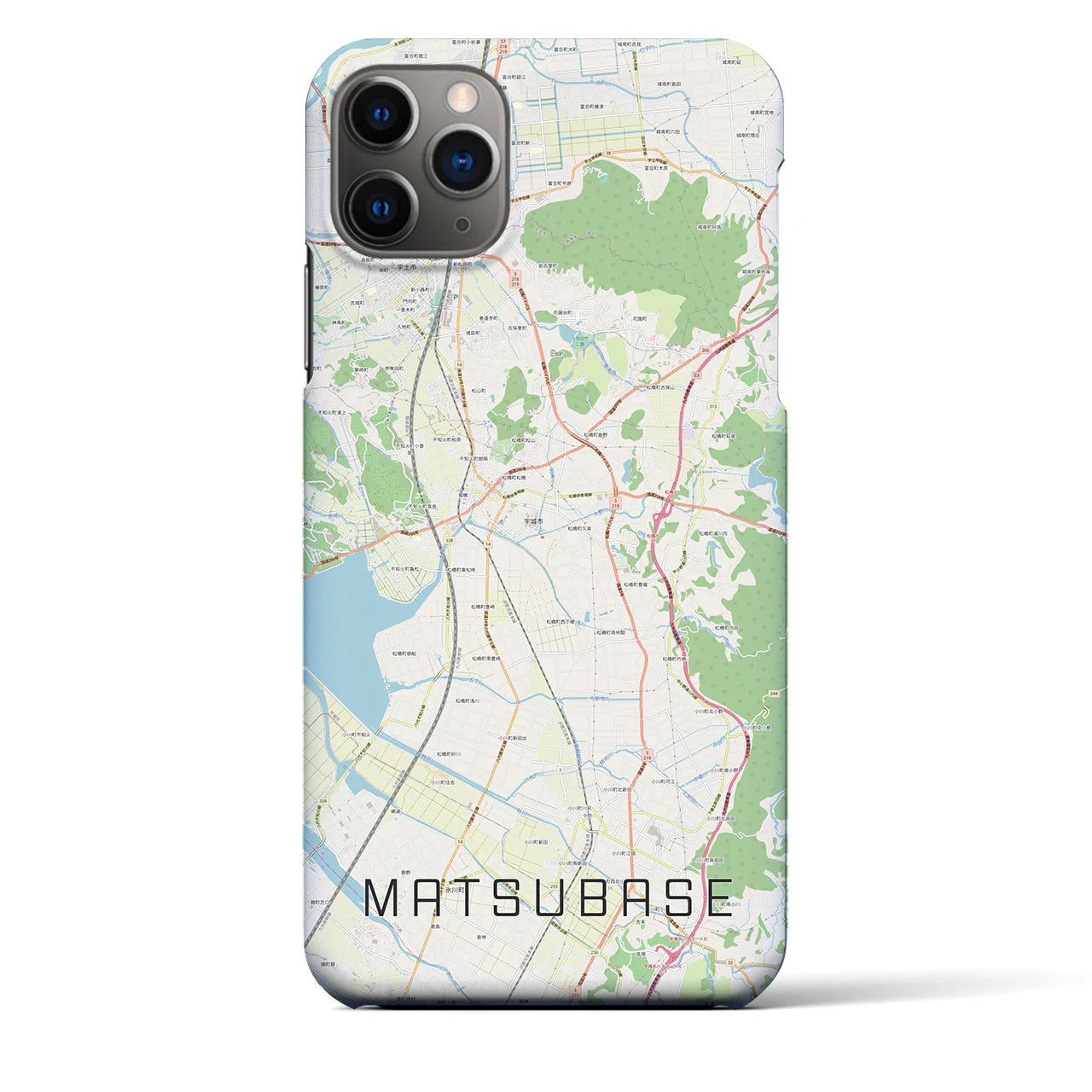 【松橋】地図柄iPhoneケース（バックカバータイプ・ナチュラル）iPhone 11 Pro Max 用