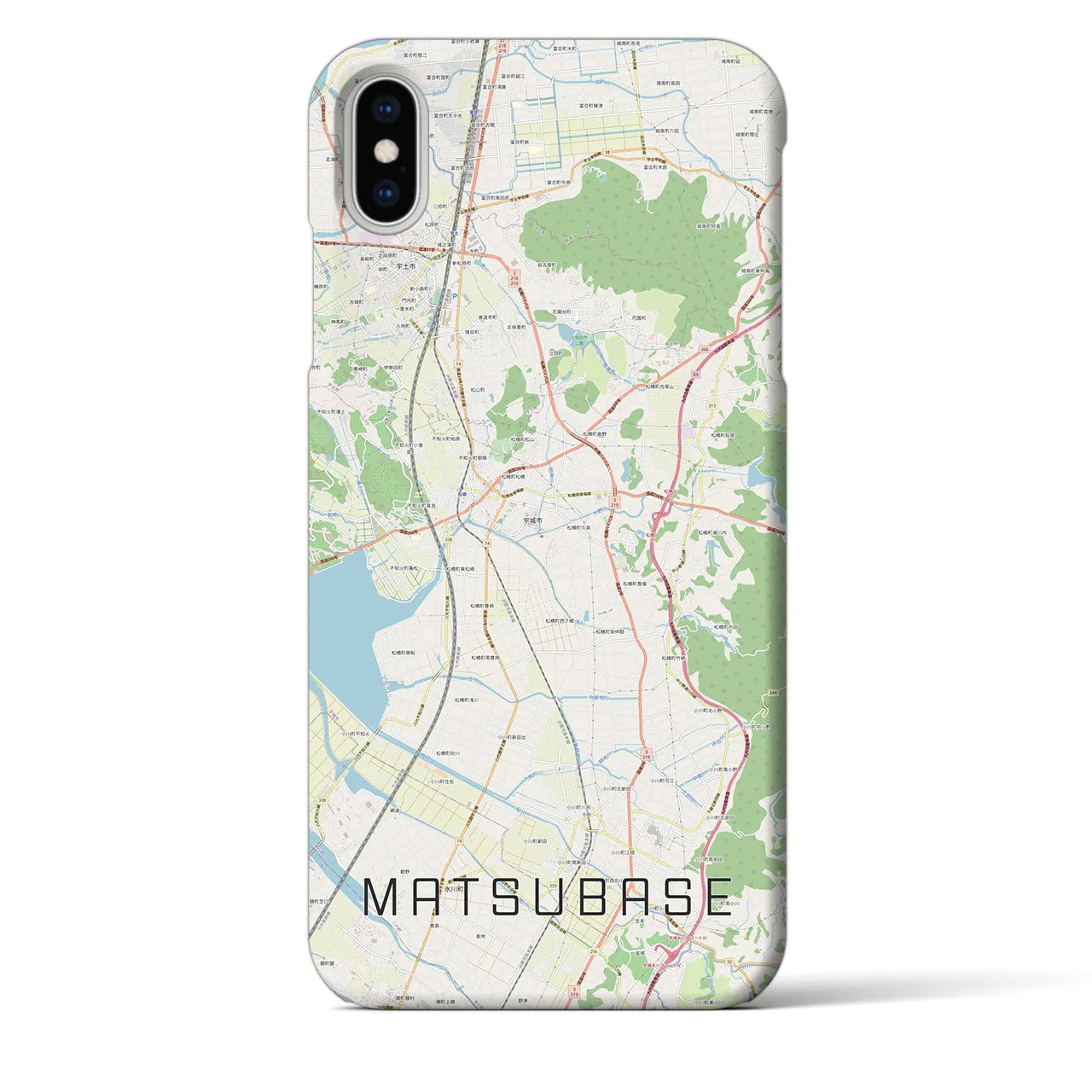 【松橋】地図柄iPhoneケース（バックカバータイプ・ナチュラル）iPhone XS Max 用