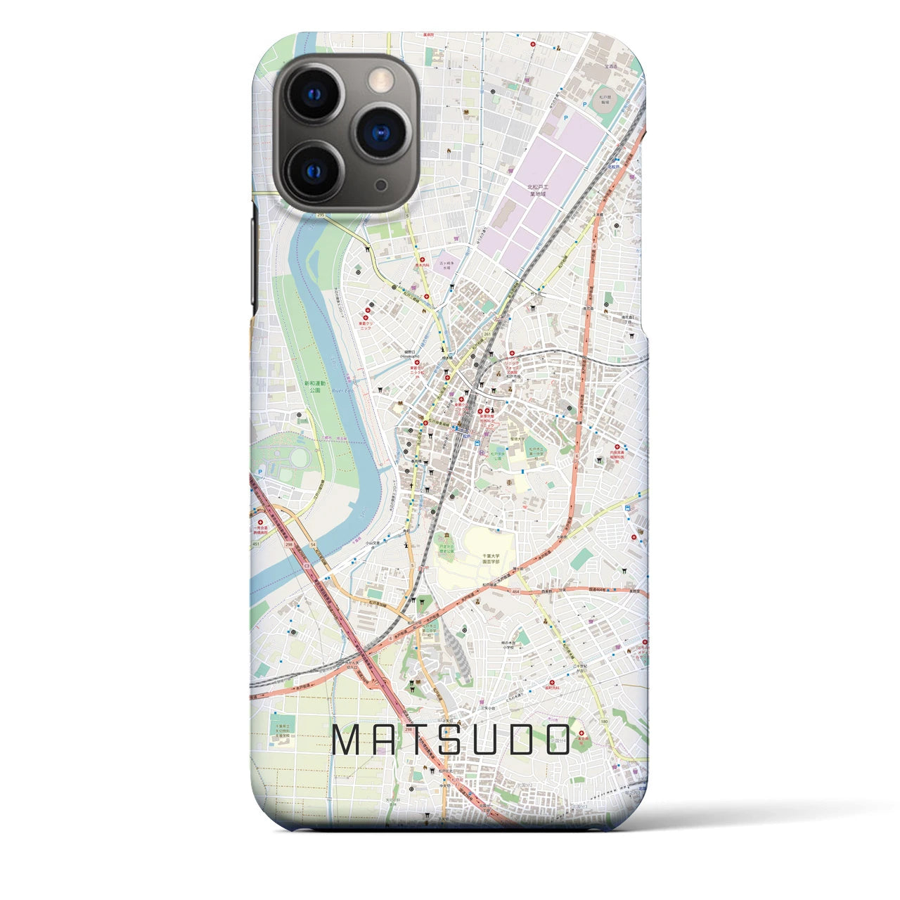 【松戸】地図柄iPhoneケース（バックカバータイプ・ナチュラル）iPhone 11 Pro Max 用
